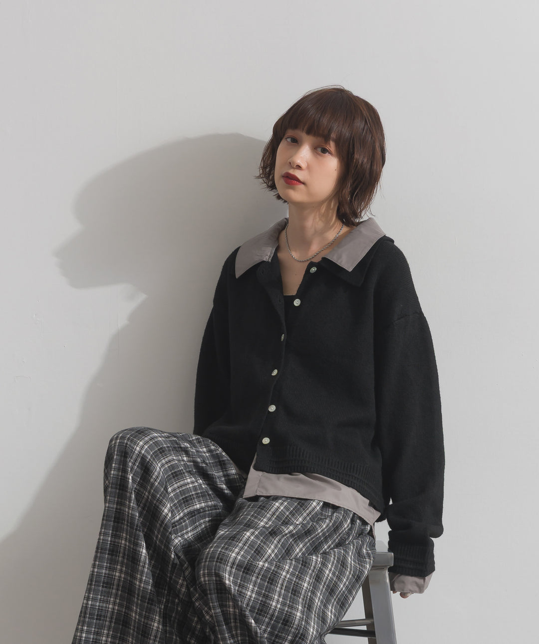 シャツレイヤード風ニット
