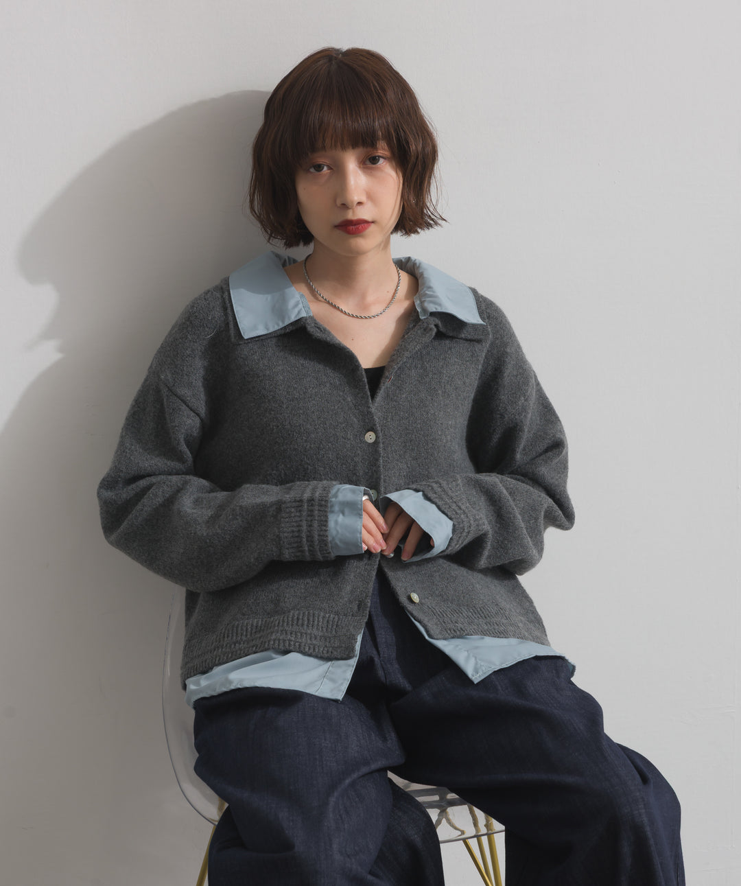 シャツレイヤード風ニット