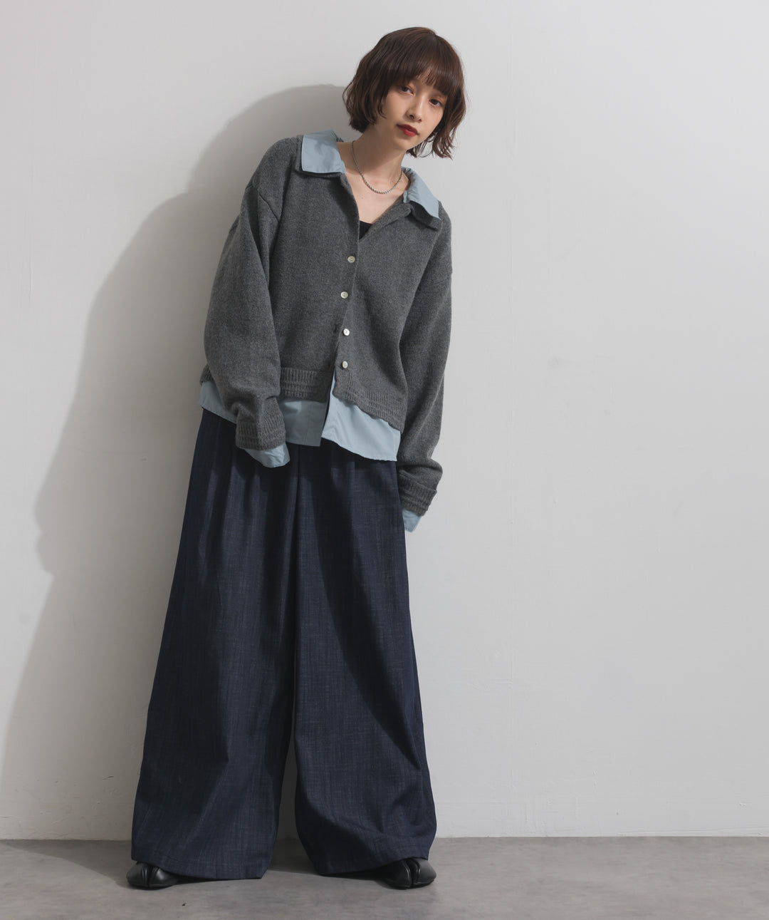 ウエストデザインワイドパンツ