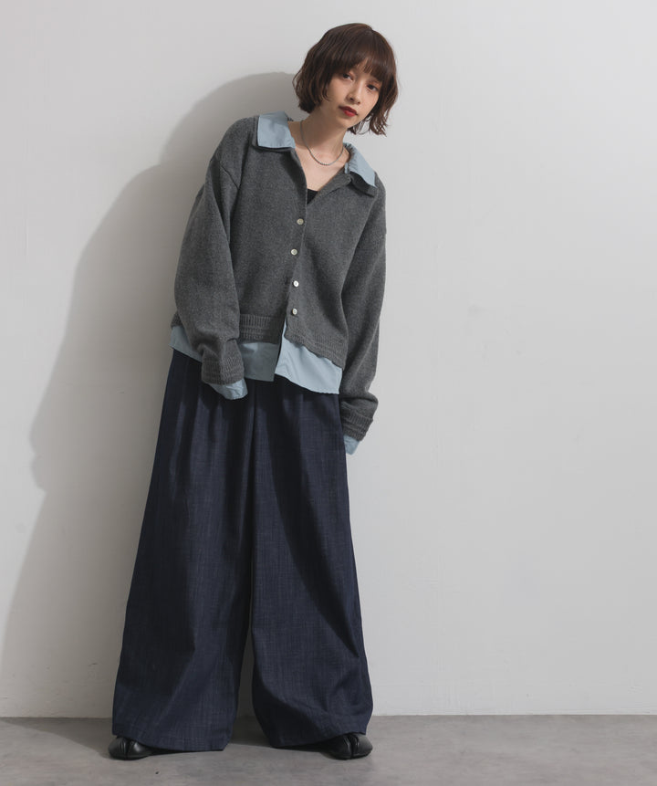 ウエストデザインワイドパンツ