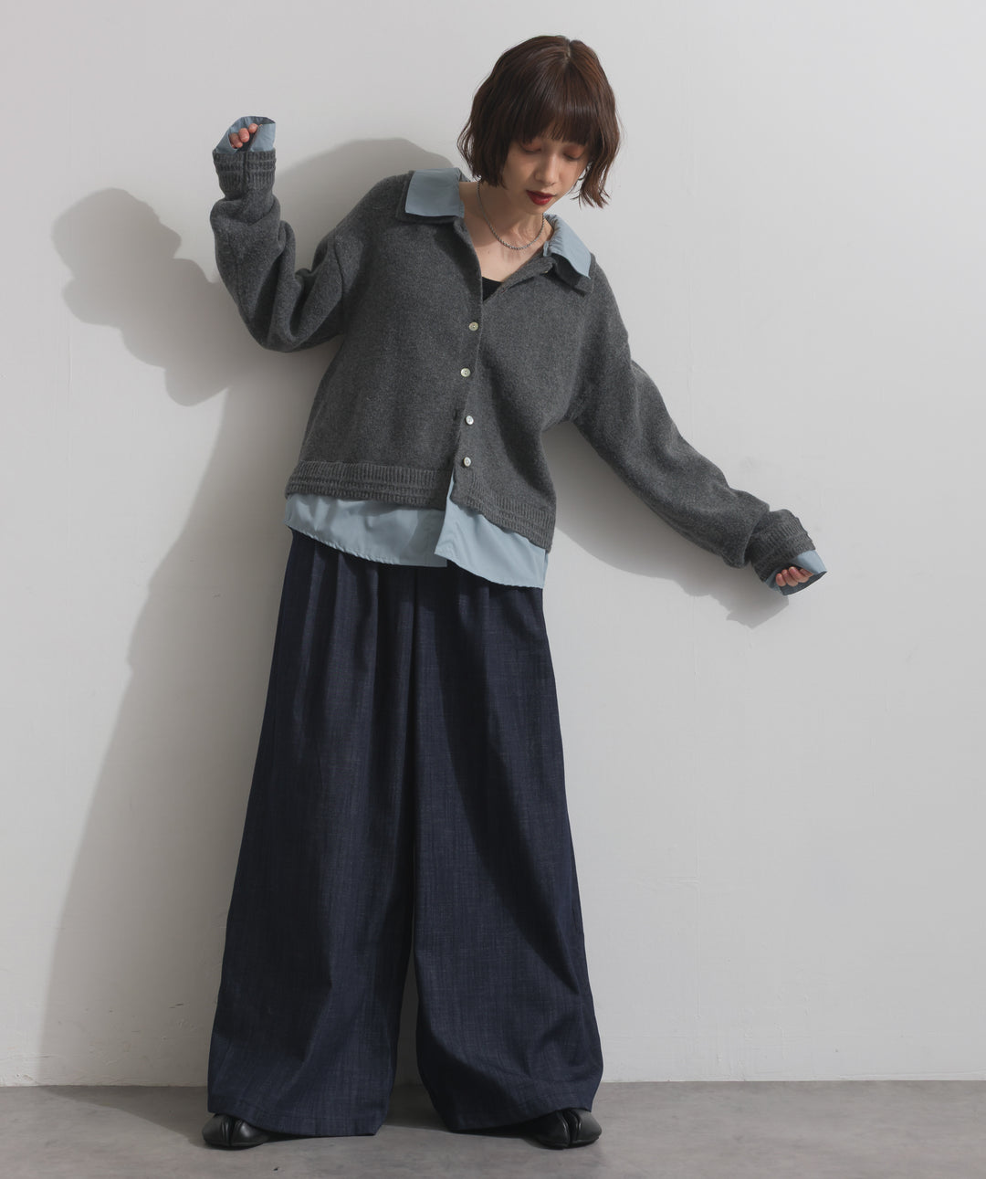 シャツレイヤード風ニット