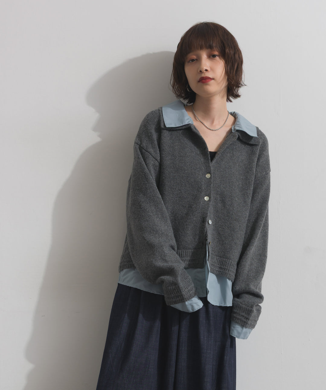 シャツレイヤード風ニット