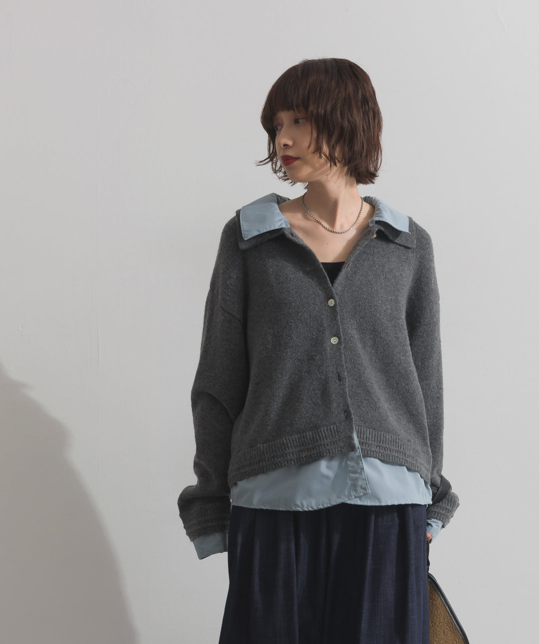 シャツレイヤード風ニット