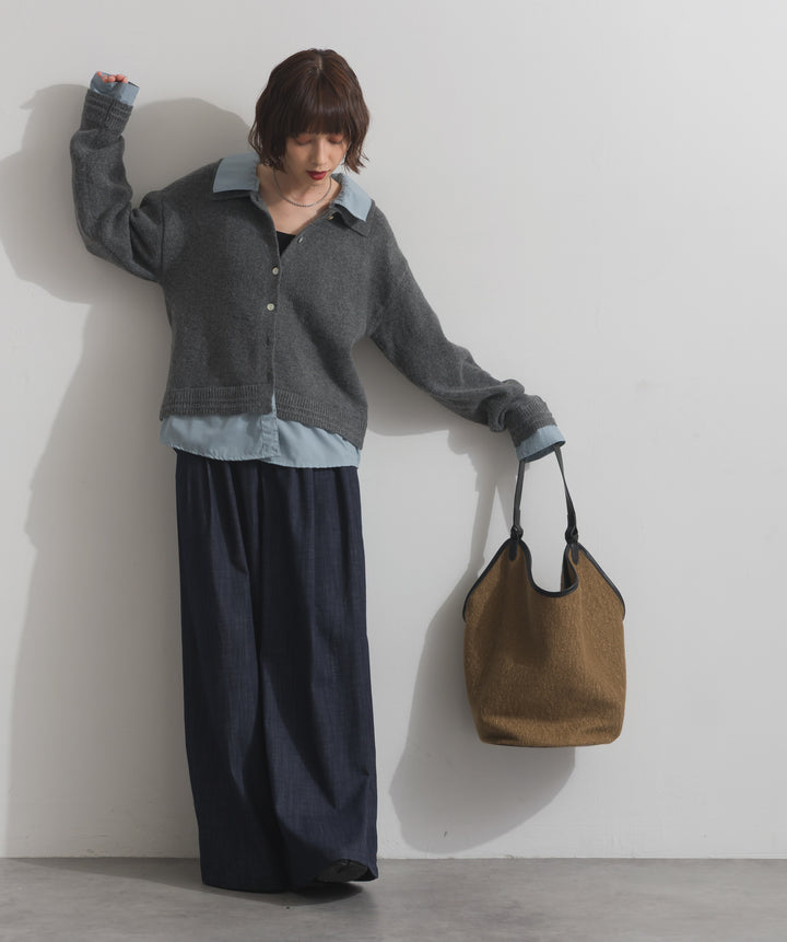 フェイクウールワンショルダーバック