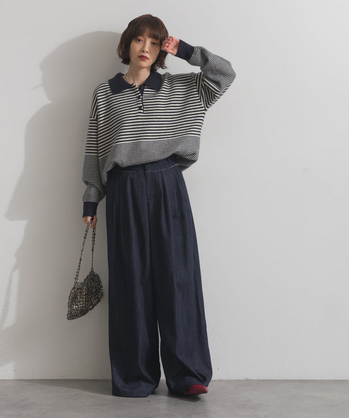 ウエストデザインワイドパンツ