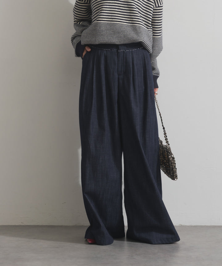 ウエストデザインワイドパンツ