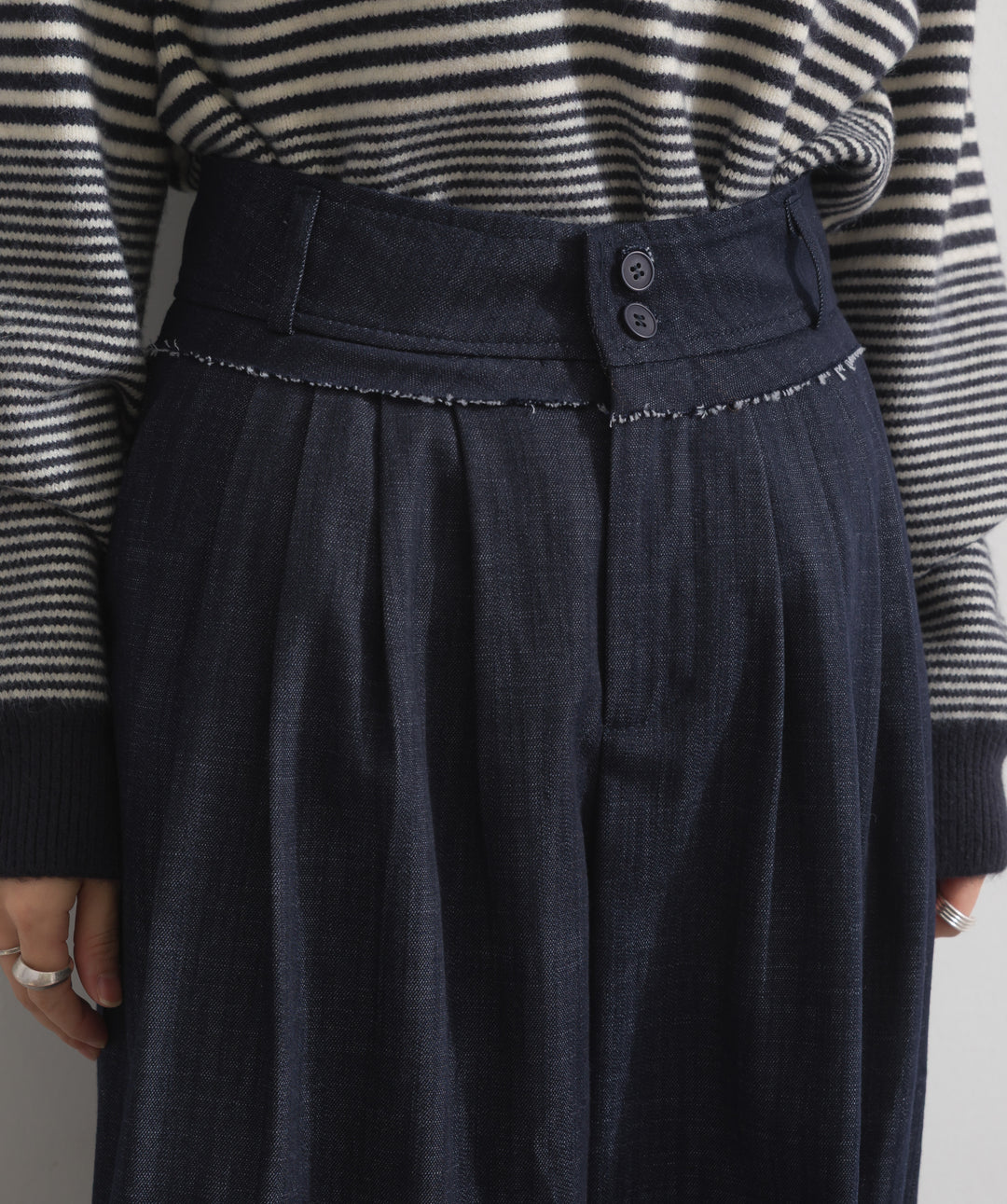 ウエストデザインワイドパンツ