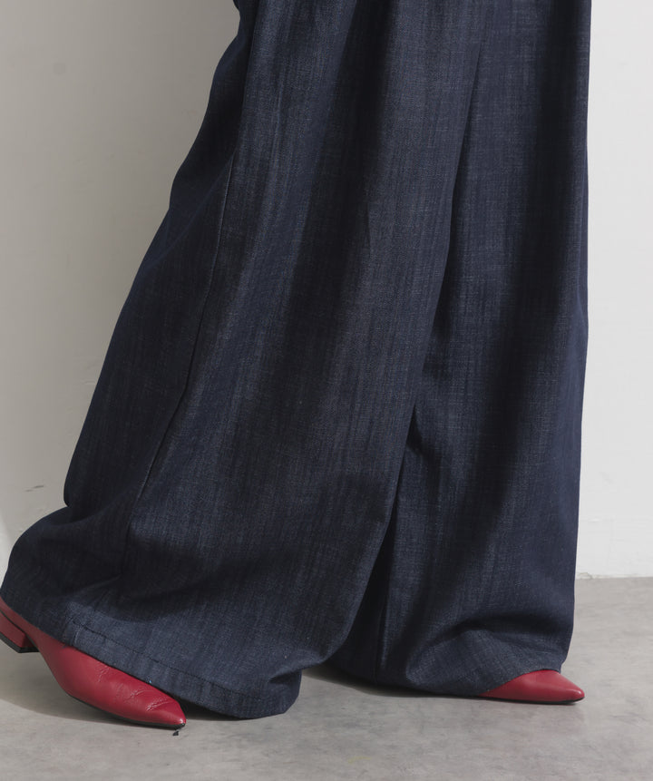 ウエストデザインワイドパンツ