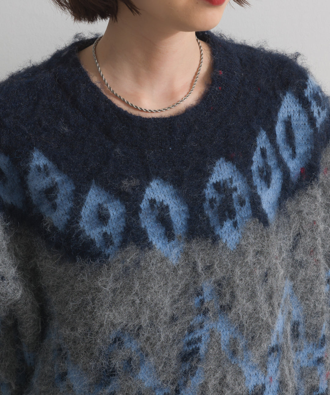 ノルディック柄シャギーニットプルオーバー