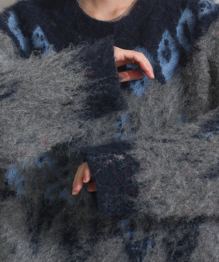 ノルディック柄シャギーニットプルオーバー