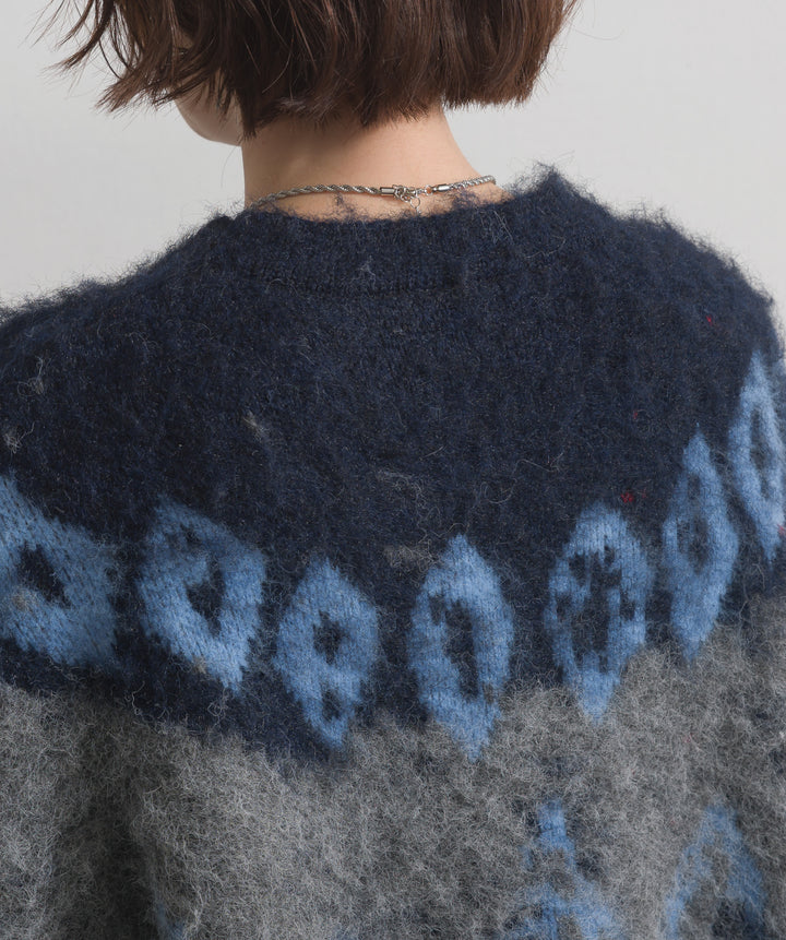 ノルディック柄シャギーニットプルオーバー