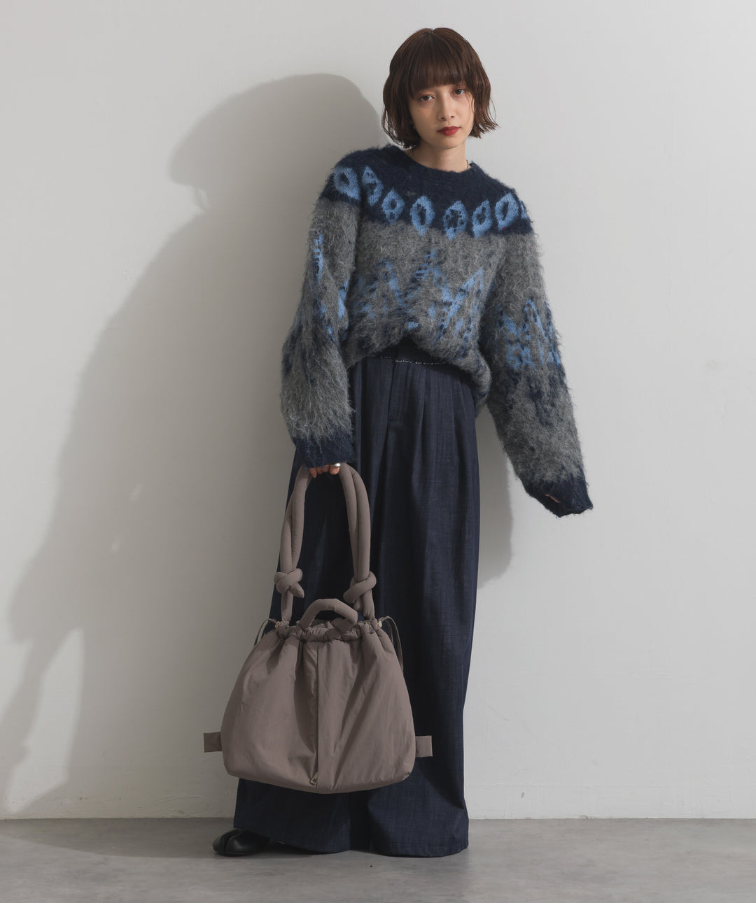 ノルディック柄シャギーニットプルオーバー