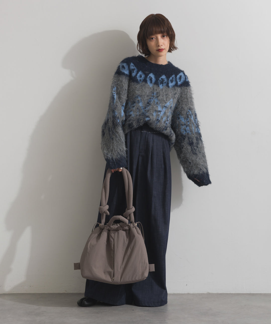 ウエストデザインワイドパンツ