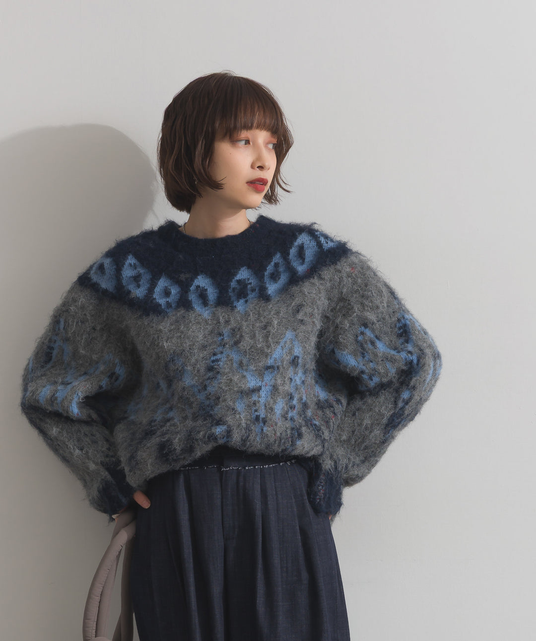 ノルディック柄シャギーニットプルオーバー