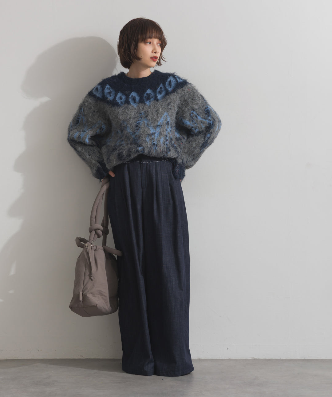 ウエストデザインワイドパンツ