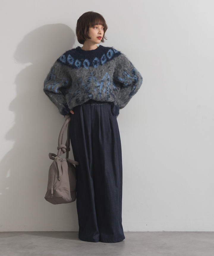 ウエストデザインワイドパンツ