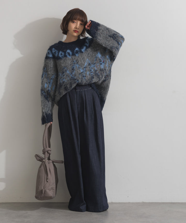 ノルディック柄シャギーニットプルオーバー