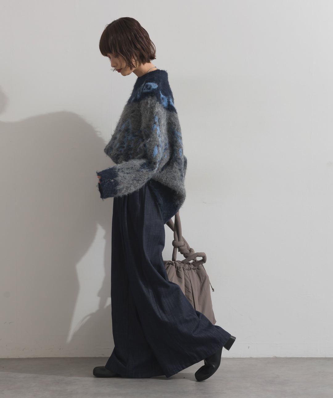 ノルディック柄シャギーニットプルオーバー