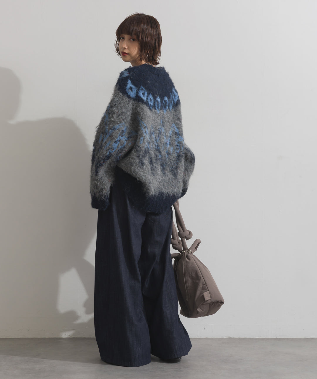 ノルディック柄シャギーニットプルオーバー