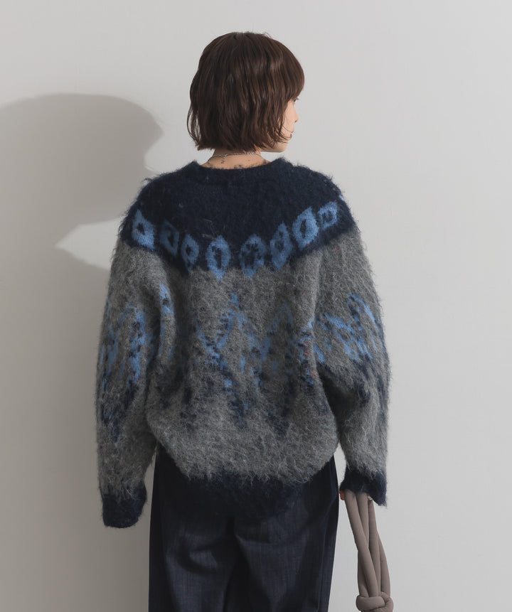 ノルディック柄シャギーニットプルオーバー
