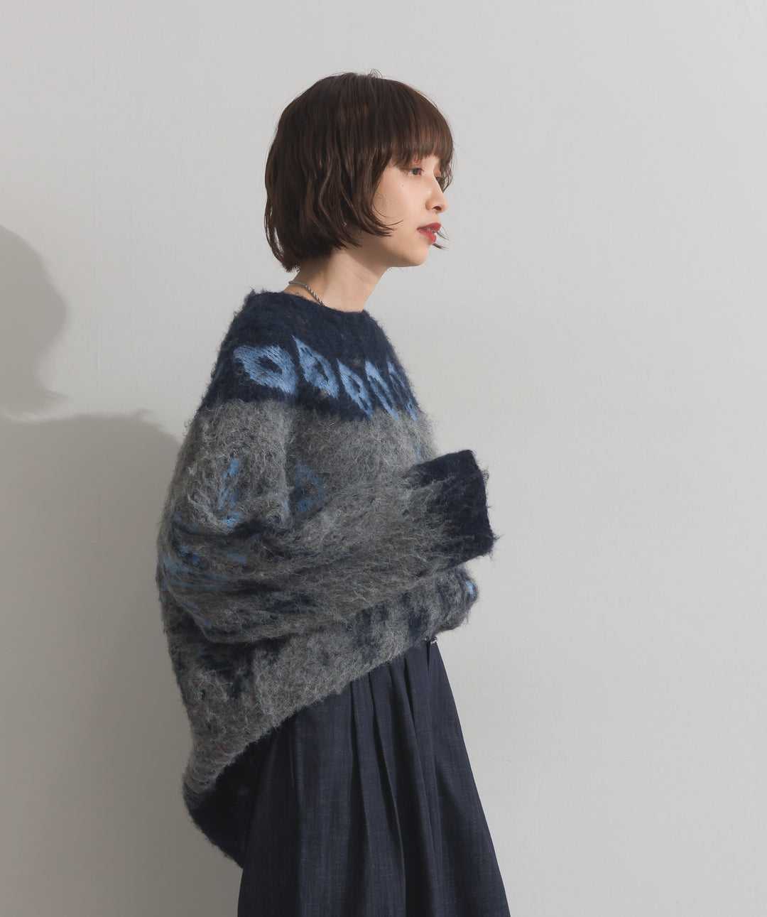 ノルディック柄シャギーニットプルオーバー