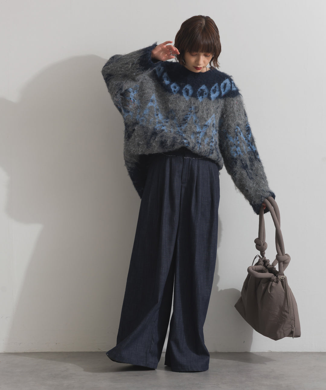 ノルディック柄シャギーニットプルオーバー