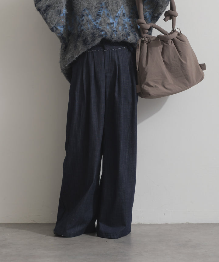 ウエストデザインワイドパンツ