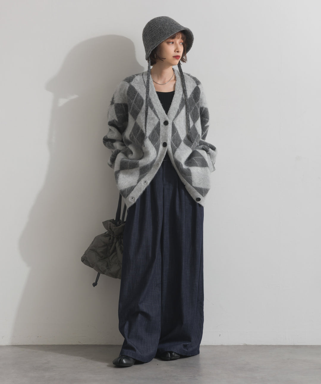 ウエストデザインワイドパンツ