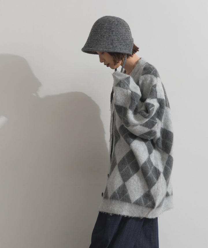 シャギーアーガイルVネックカーディガン