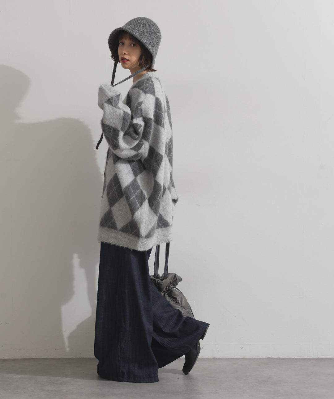 シャギーアーガイルVネックカーディガン