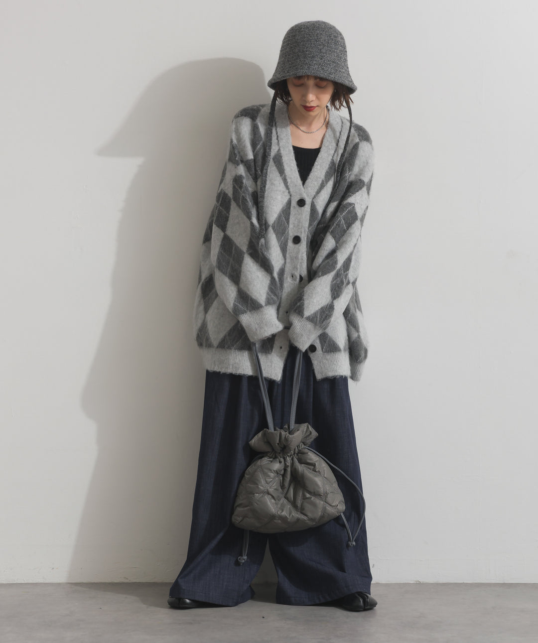 ウエストデザインワイドパンツ