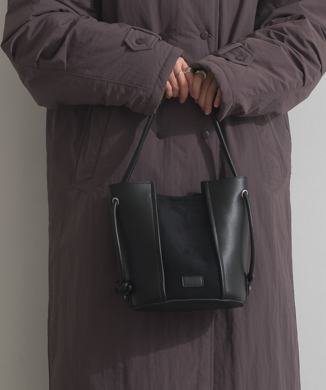 異素材コンビバケツショルダーバッグ