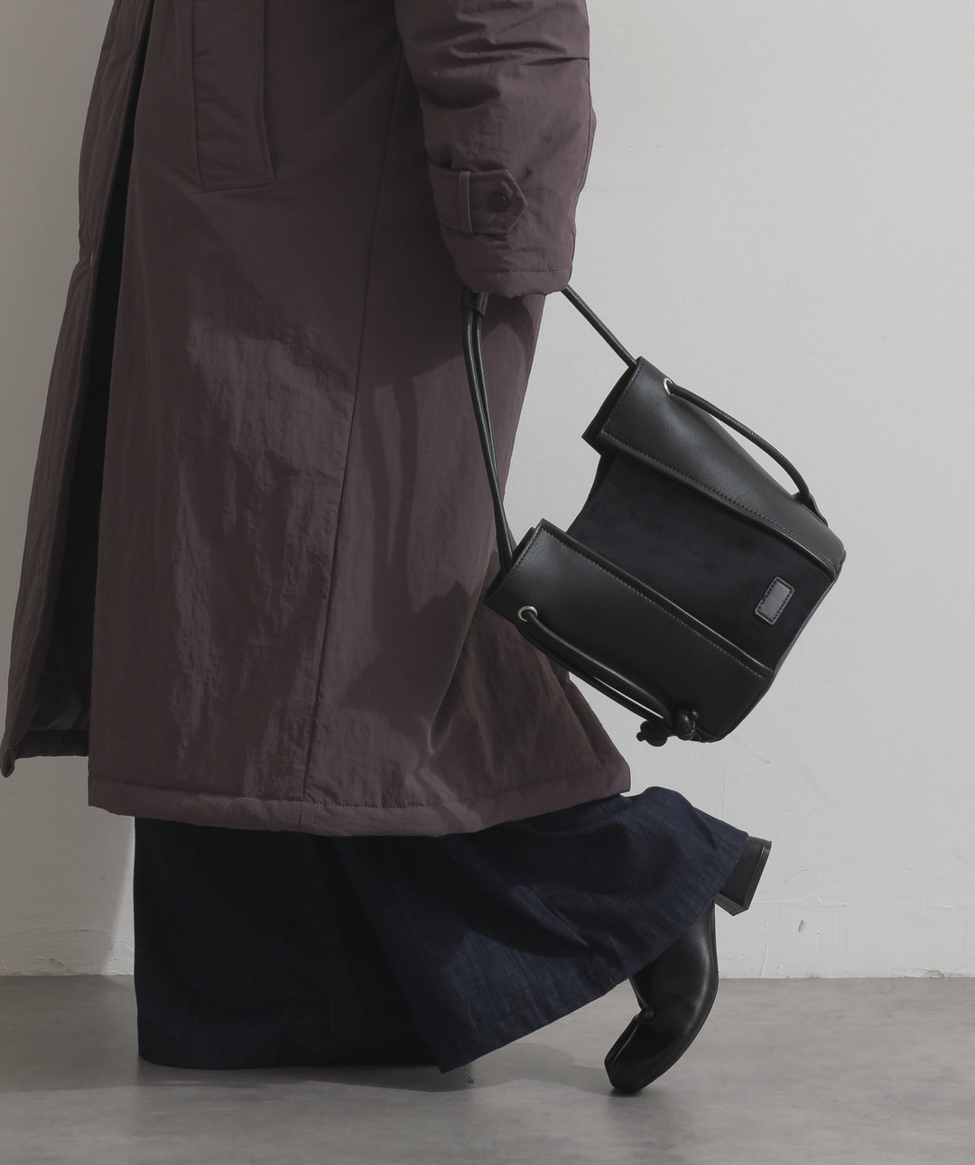 異素材コンビバケツショルダーバッグ