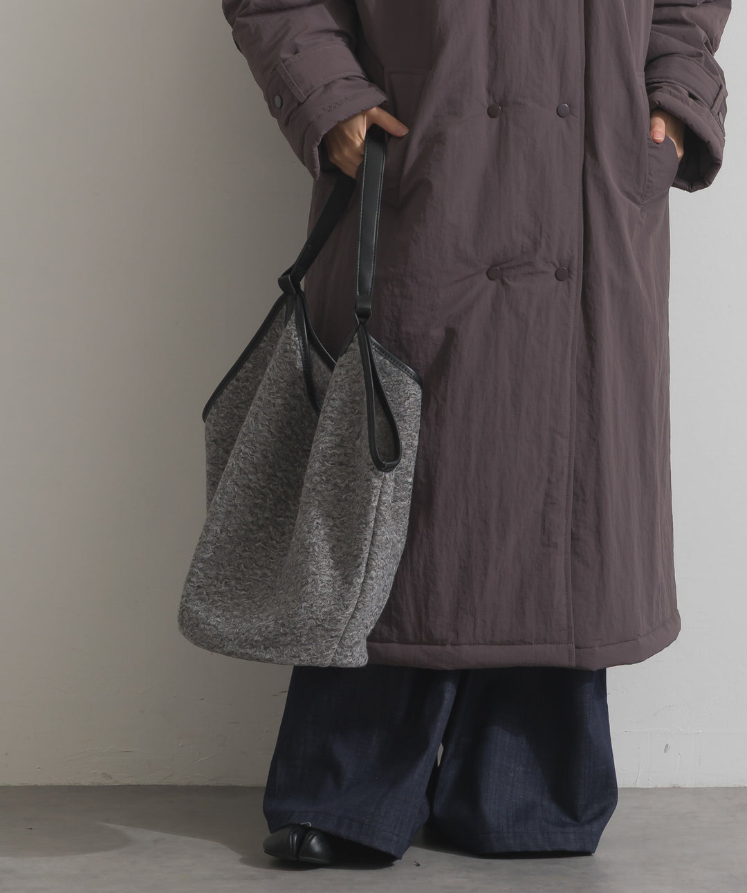 フェイクウールワンショルダーバック