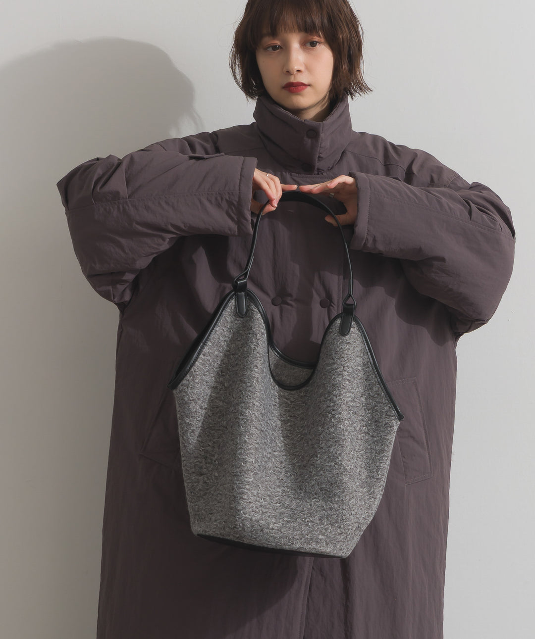 フェイクウールワンショルダーバック