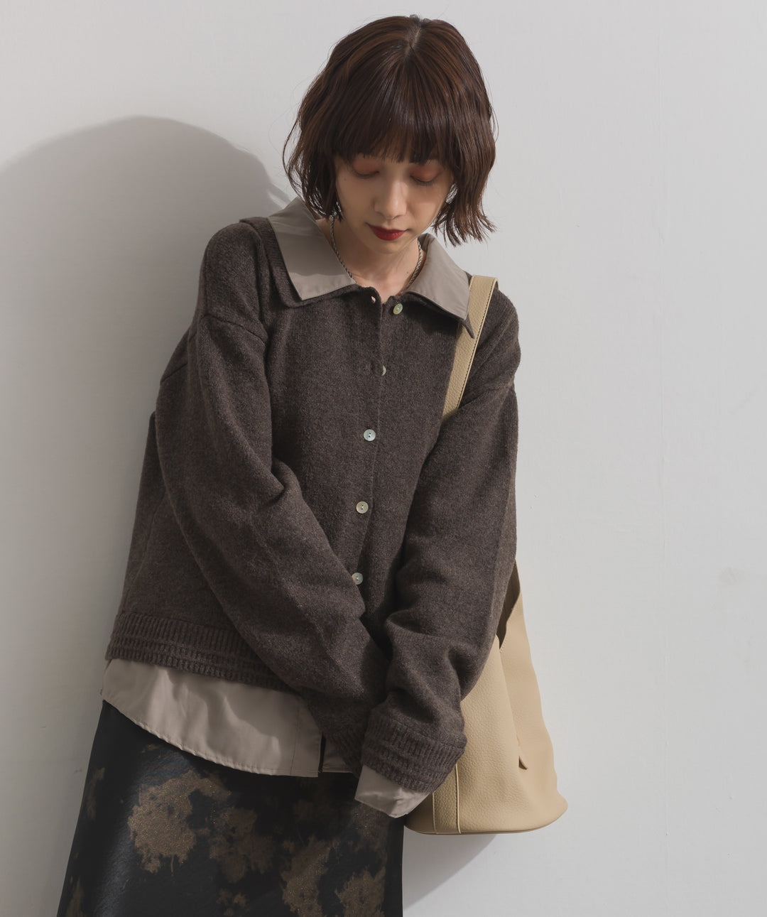シャツレイヤード風ニット