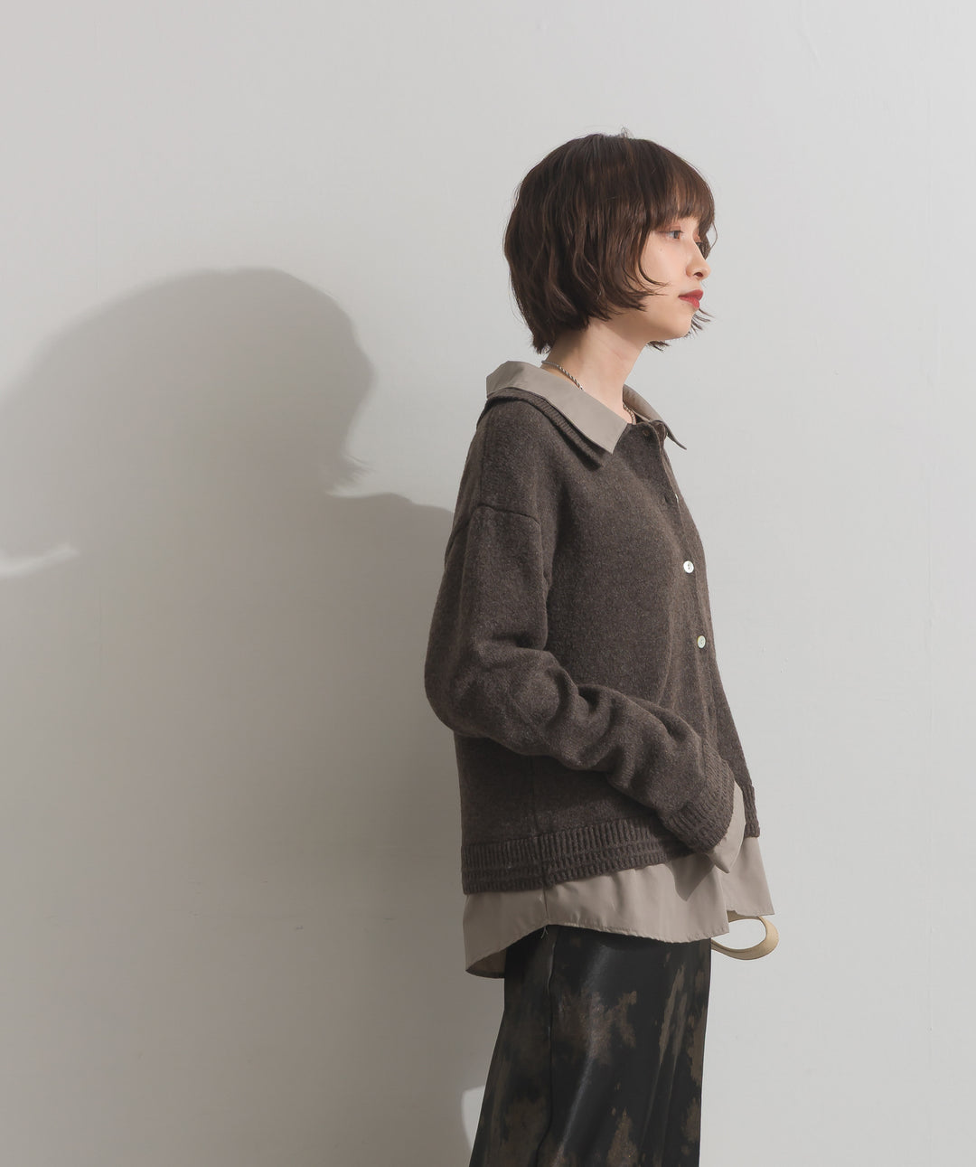 シャツレイヤード風ニット