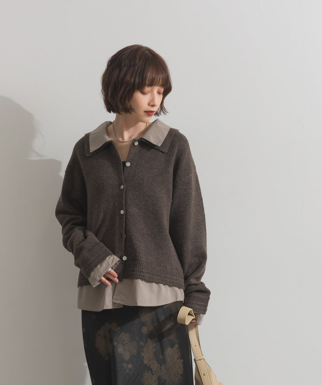 シャツレイヤード風ニット