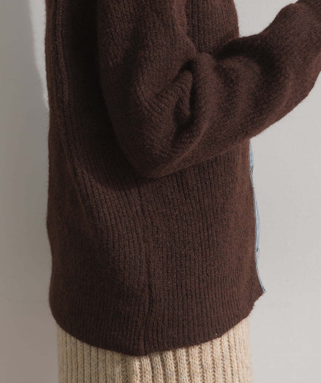 デニム切替ニットカーディガン