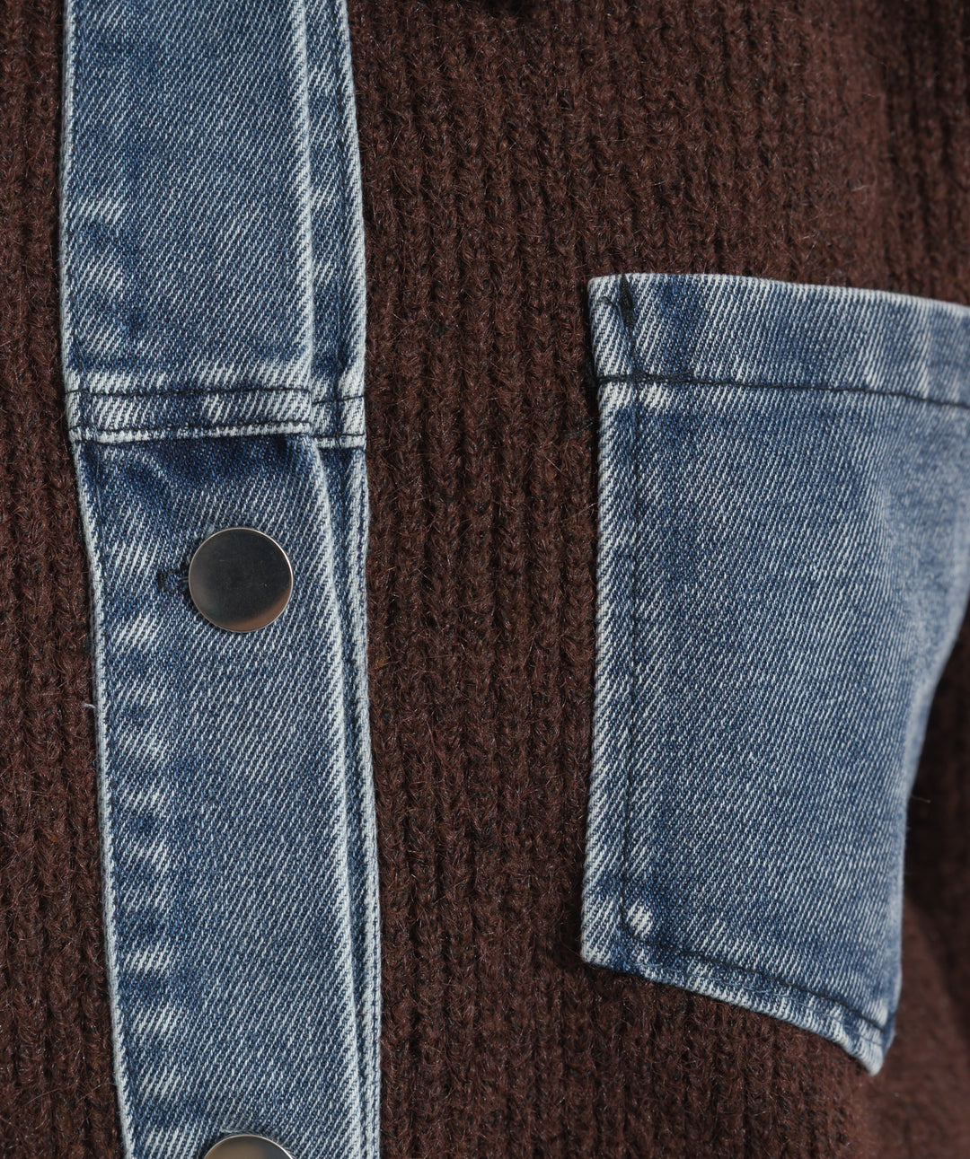 デニム切替ニットカーディガン