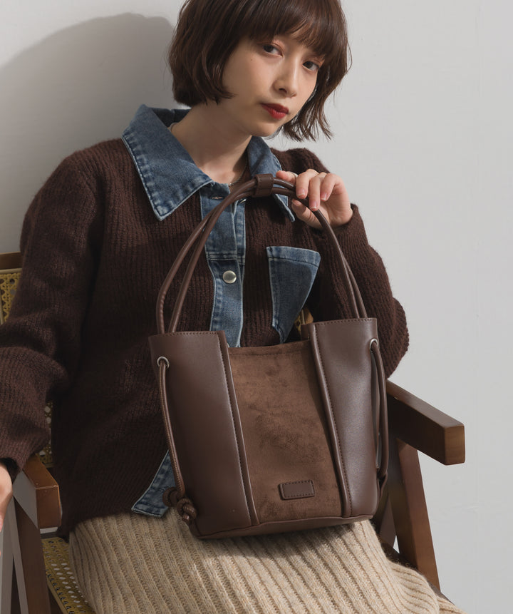 異素材コンビバケツショルダーバッグ