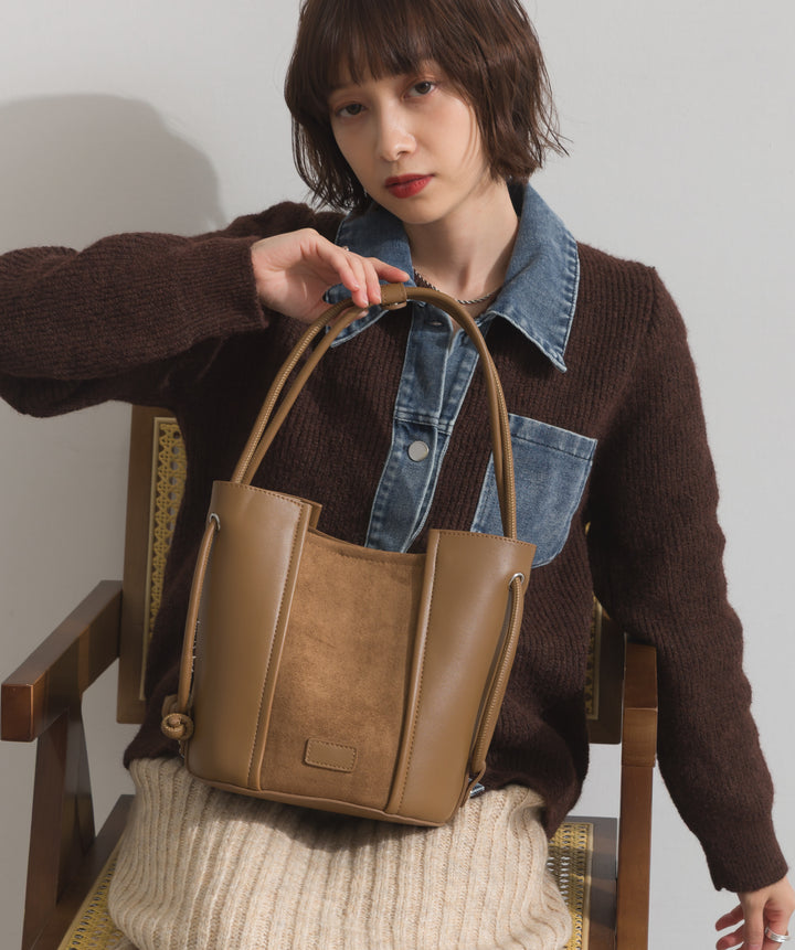 異素材コンビバケツショルダーバッグ