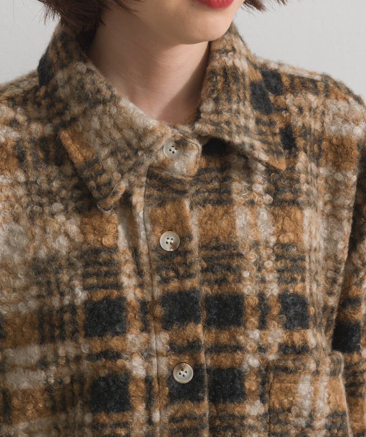 起毛チェック＆レオパードCPOシャツジャケット
