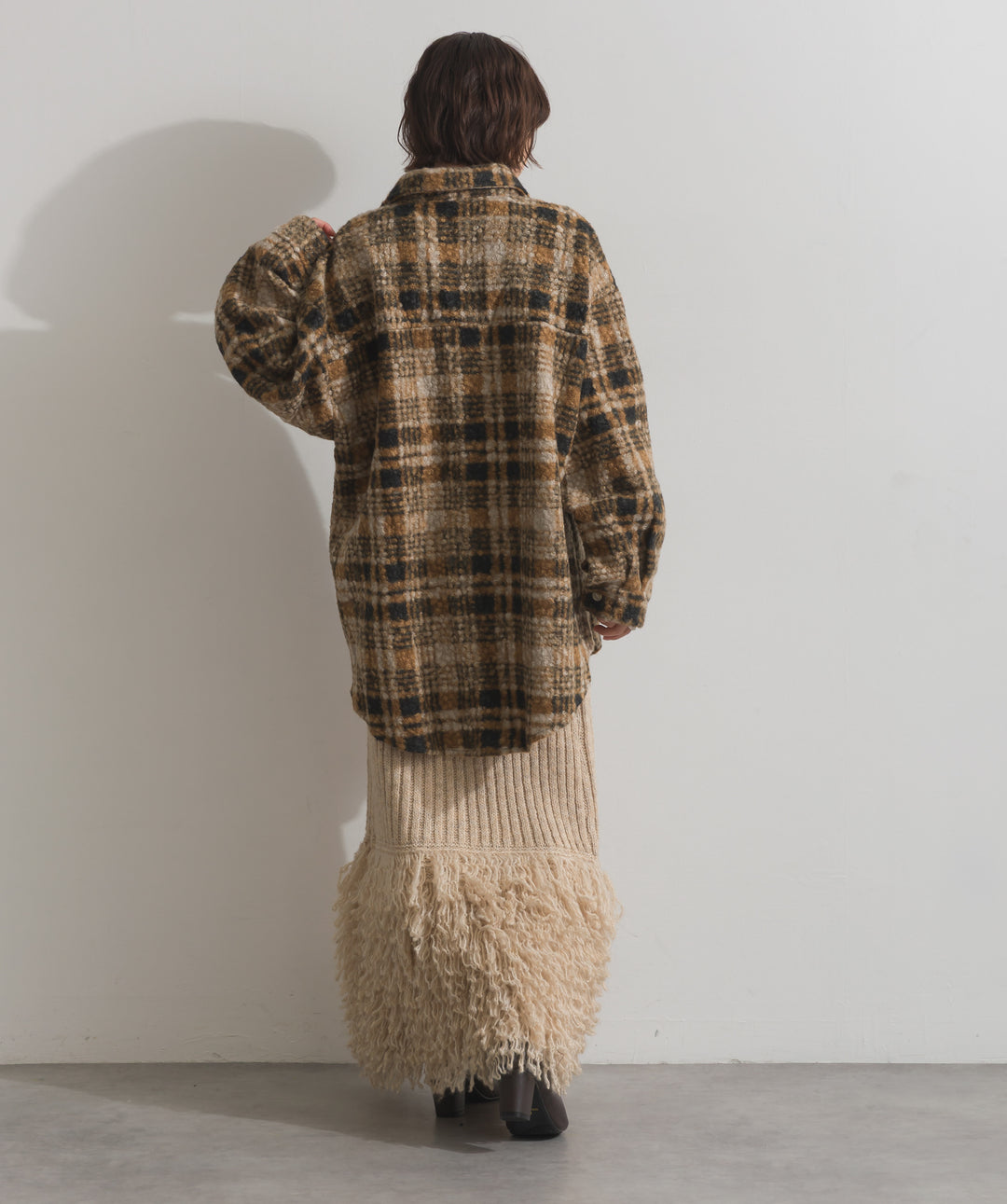 起毛チェック＆レオパードCPOシャツジャケット