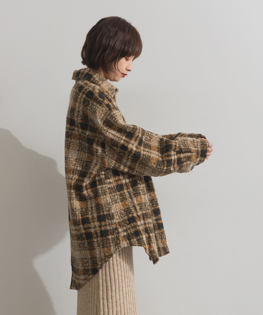 起毛チェック＆レオパードCPOシャツジャケット