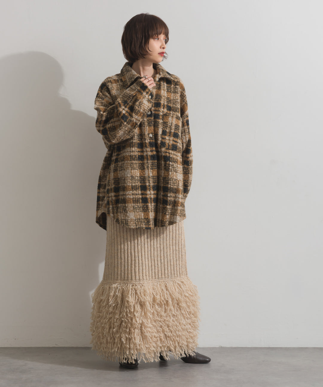 起毛チェック＆レオパードCPOシャツジャケット