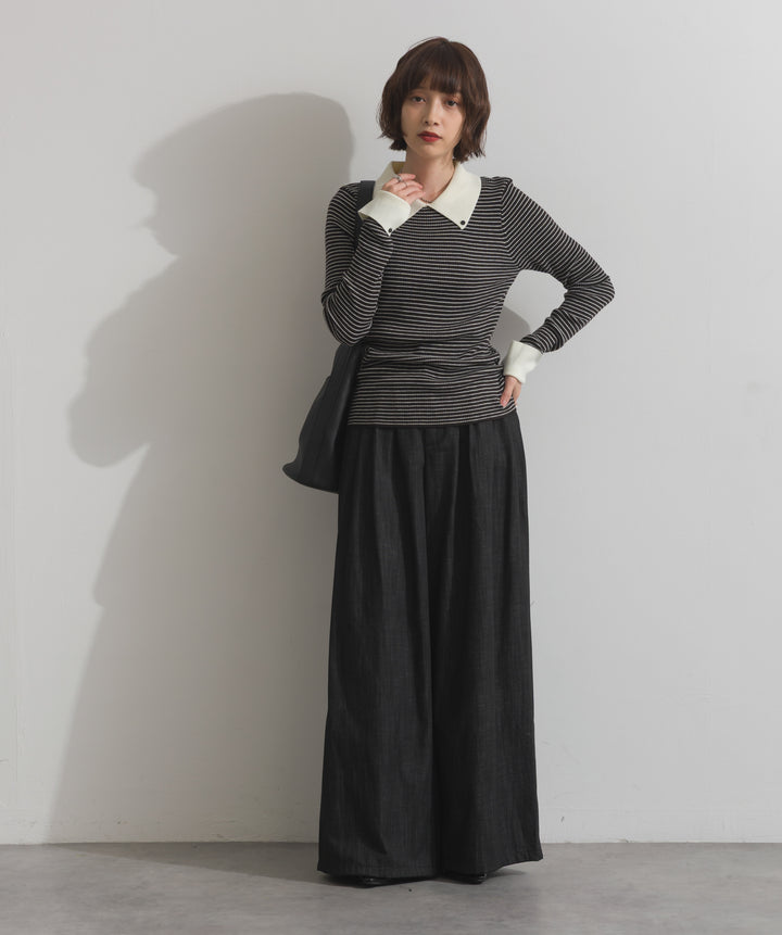 ウエストデザインワイドパンツ