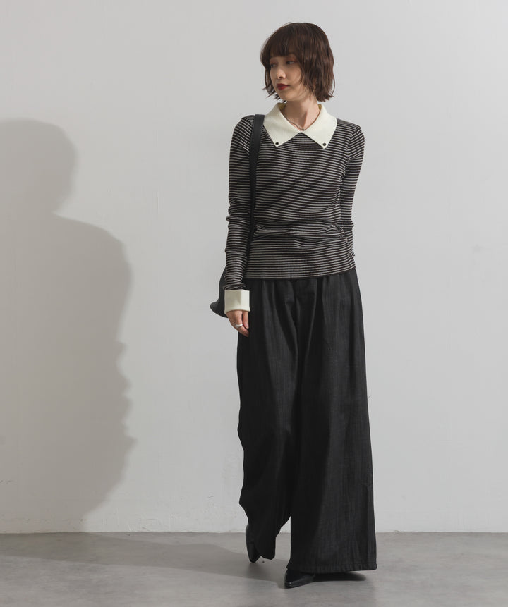 ウエストデザインワイドパンツ