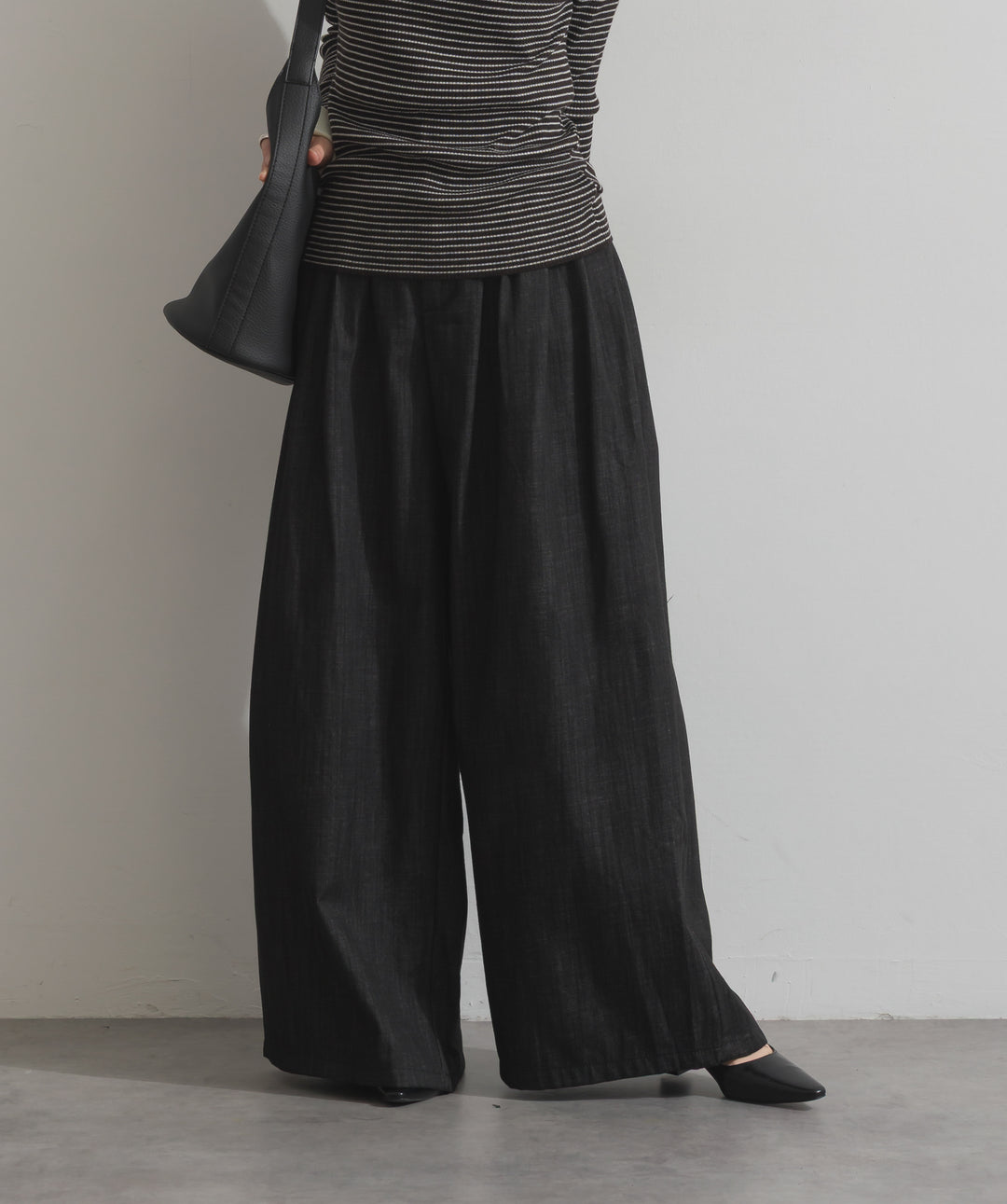 ウエストデザインワイドパンツ