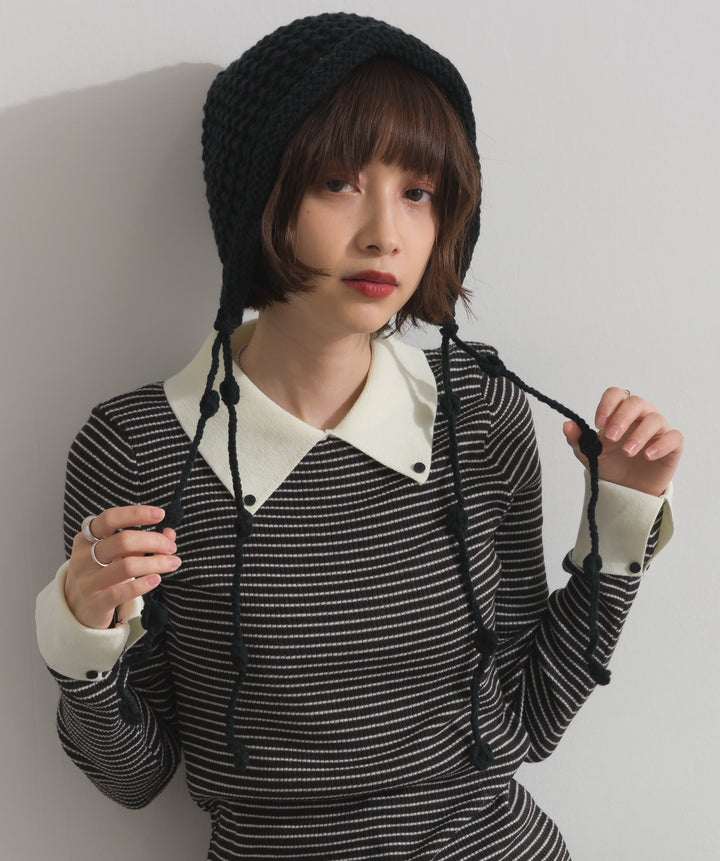 ポップコーン編みニットキャップ